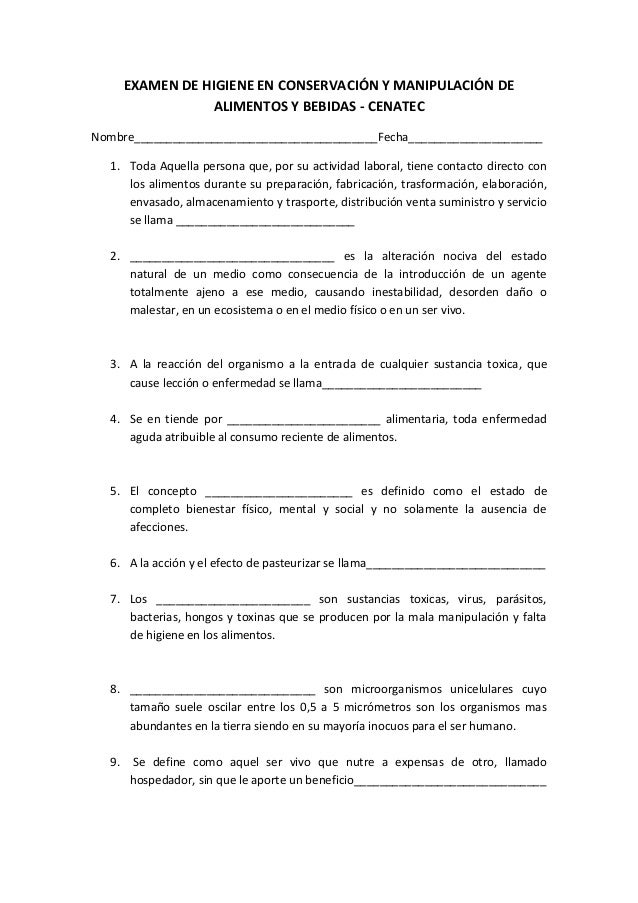 permiso de manipulacion de alimentos examen de higiene en conservaci 243 n y manipulaci 243 n de permiso de manipulacion de alimentos examen de higiene en conservaci 243 n y manipulaci 243 n de