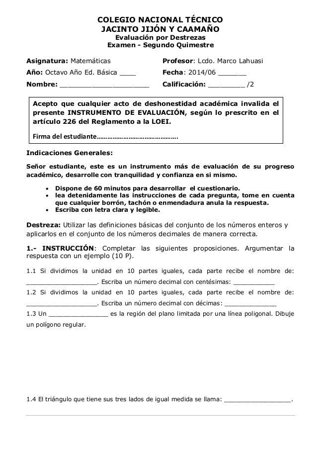 preguntas generales con respuesta examen de matematica octavos segundo quimestre preguntas generales con respuesta examen de matematica octavos segundo quimestre