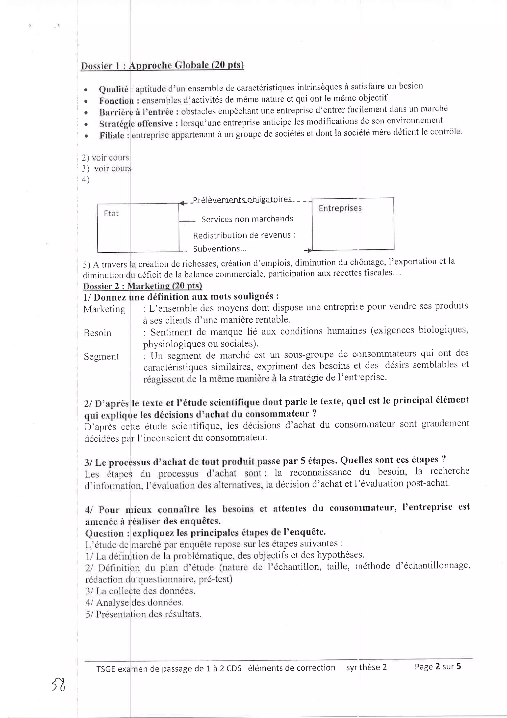 Examen de passage cds 2013 synthese 2 corection | PDF