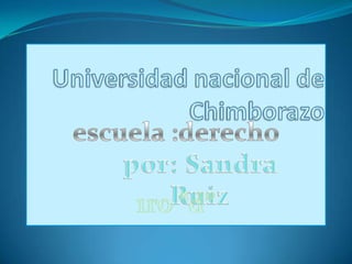 Universidad nacional de Chimborazo escuela :derecho por: Sandra Ruiz 1ro “d” 
