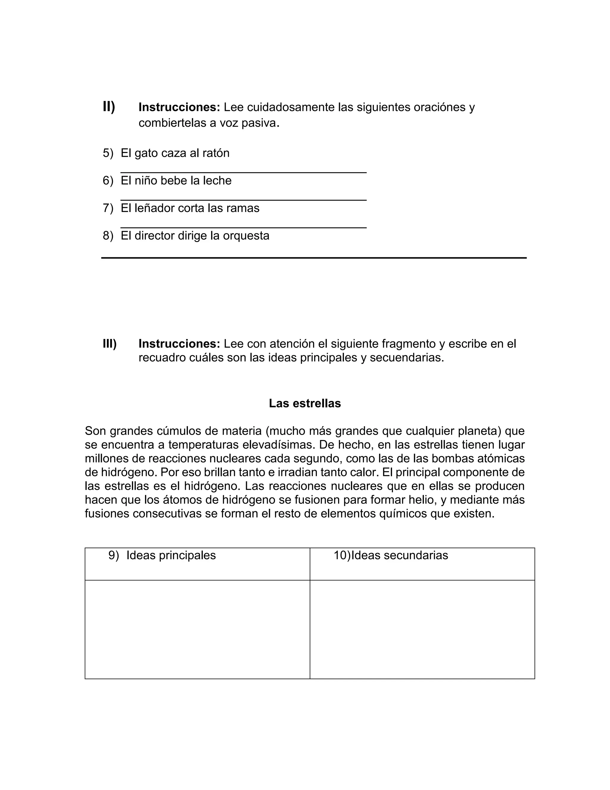 examen DIAGNOSTICO español secundaria segundo grado | DOCX