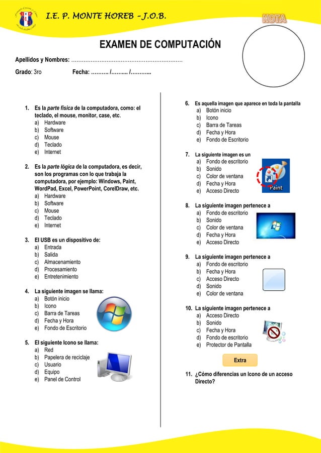 Examenes de computacion | PDF
