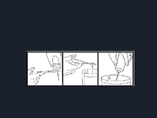 Soltar la aguja con pinzas
no tocar con las manos
Eliminar aguja en recipiente
resistente a punciones
Eliminar aguja y jeringa
sin desconectarla
 