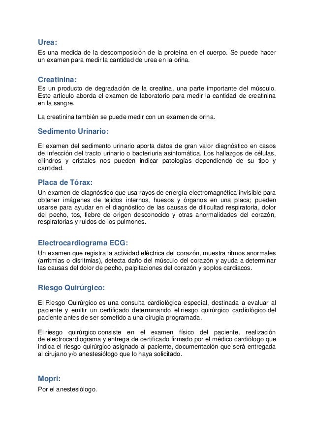 Examenes de rutina que se realizan antes de una cirugia Examenes de rutina que se realizan antes de una cirugia