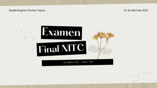 22 de Abril del 2022
Gisella Brigitte Chimbo Tejena
Diciembre 2021 - Abril 2022
Final NITC
Examen
 