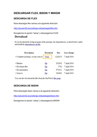 Instalacion de Flex, Bison y Mingw | PDF