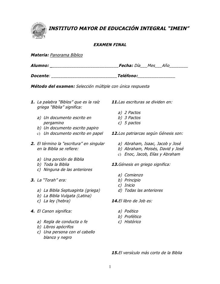 preguntas biblicas test examen final de panorama biblico preguntas biblicas test examen final de panorama biblico