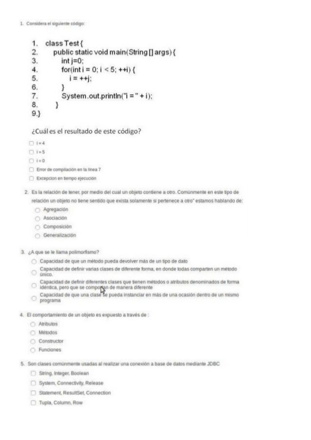 preguntas de examen de java examen java programacion orientacion orientada a objeto preguntas de examen de java examen java programacion orientacion orientada a objeto