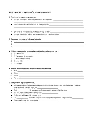 Examen mensual de ciencia y ambiente ii trimestre | DOCX