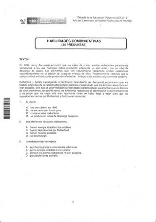 Examen nacional del 27 de febrero tacna
