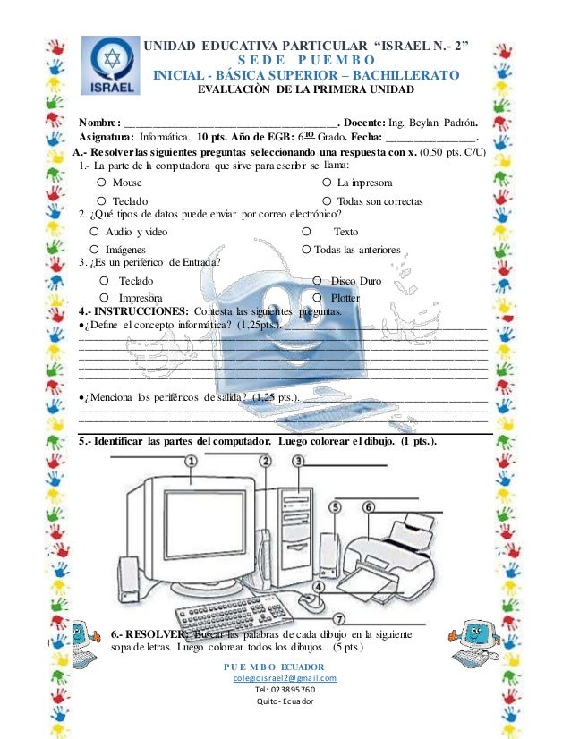 Examen parcial 6to grado