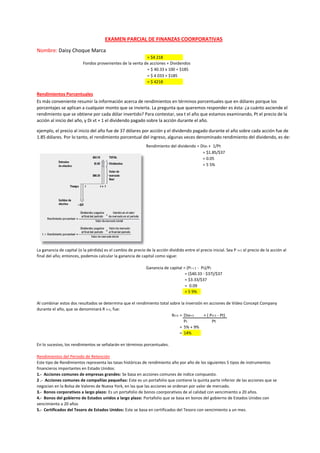 Examen parcial de finanzas coorporativas ..... | PDF