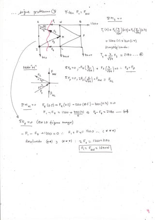 ?-,¿¿^ 
y Ce,u uo +'6,." 
- F, - Fv +l2oo =o 
[tho*rÁ- G$ ) 
a 
P-¡- ' | - 'ltt'' 
§ 
? 1"1, =o 
I 2c>c 
r (r). t(F*)h s)+r.(ft)rort 
= l2oo (t) +)ea (r.v) 
fi *¡r,t't¿i L+k: 
1,' + l r, = ztso -"'@ u)t{ 
á?=o l?,Chl + ., (fi)=o ,- 
2 Fr=c , LFr(Jñ) * Fn, : Fn. 
Q (o.r) - F{ (r'tj * tLoo (o's ) - }oo (o 't) zo 
F, - FV = tzoo .+ :o,rQ) + Fr- F,t= 2t8o 
Fr= F. 
- @4 
r,"n"r) 
ge at .*) : Z €n 2- lLoct Zláo m 
q 
 