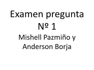 Examen pregunta
     Nº 1
 Mishell Pazmiño y
  Anderson Borja
 