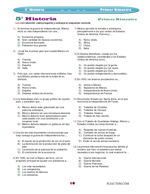 preguntas y respuestas historia de mexico examen primerbimestrequinto preguntas y respuestas historia de mexico examen primerbimestrequinto