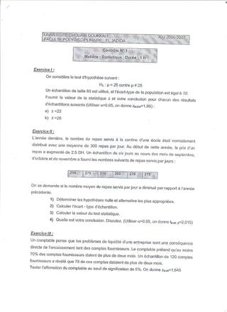 Examens probabilité et estimations