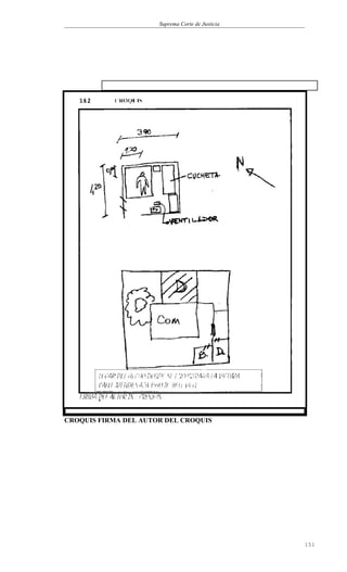 Suprema Corte de Justicia
CROQUIS FIRMA DEL AUTOR DEL CROQUIS
151
LUGAR DEL HECHO DONDE SE ENCONTRABA LA
VICTIMA
 