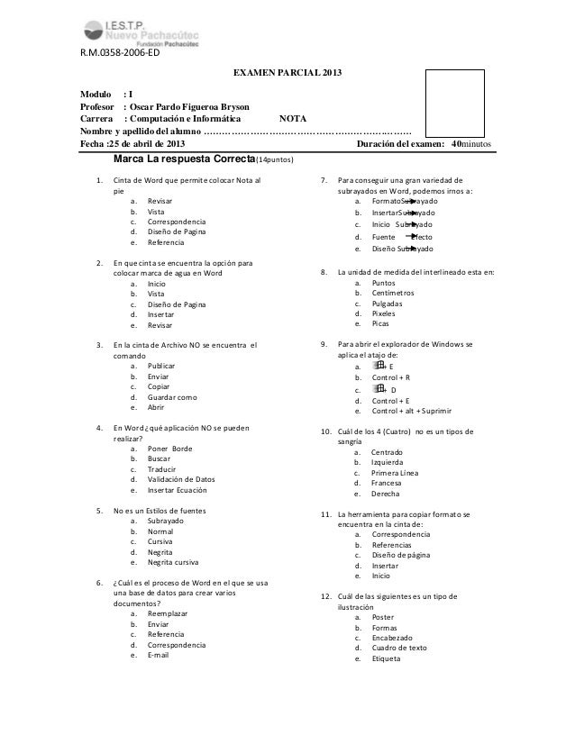 Examen word modulo i