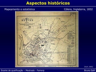 Aspectos históricos (Koch, 2005) Mapeamento e estatística Cólera, Inglaterra, 1832 