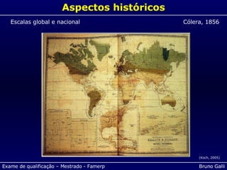 Aspectos históricos (Koch, 2005) Escalas global e nacional Cólera, 1856 