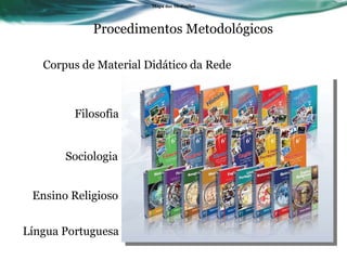 Procedimentos Metodológicos Mapa das Media ç ões Corpus de Material Didático da Rede Filosofia Ensino Religioso Sociologia Língua Portuguesa 