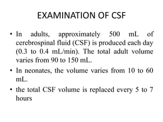 Normal Csf Volume Pathological examination of body fluids | PPTX