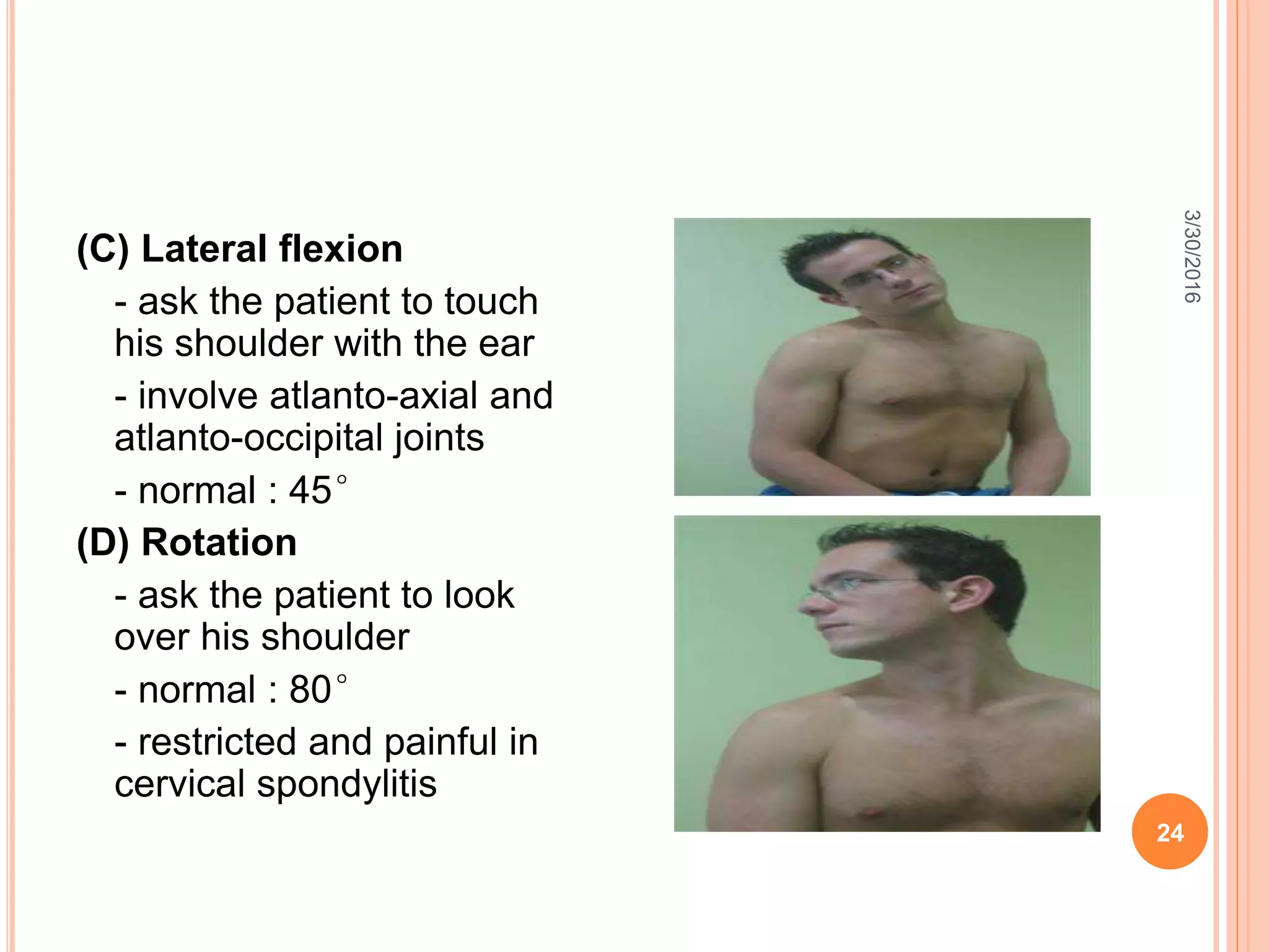 Examination of cervical disorder | PPTX