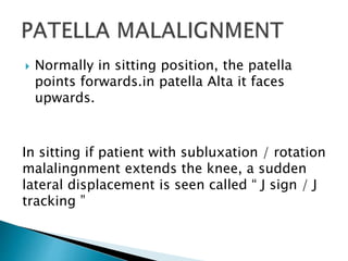 Terminal J Sign Examination of knee psmc | PPTX