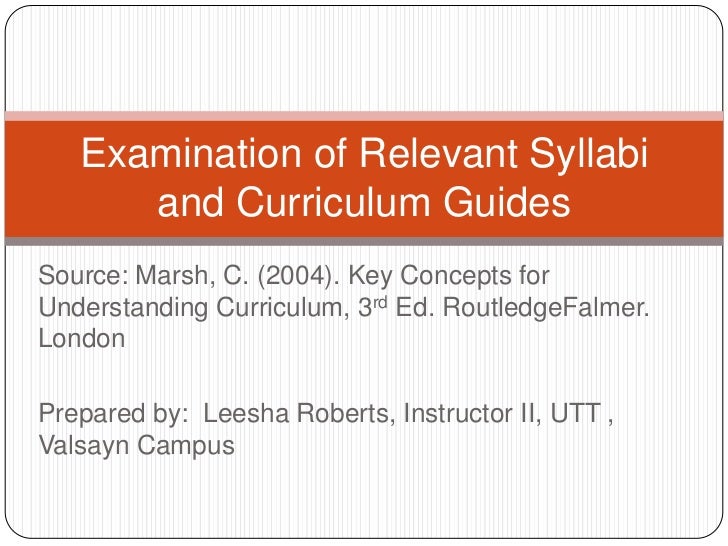 Examination Of Relevant syllabi And Curriculum Guides Examination Of Relevant syllabi And Curriculum Guides