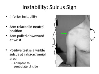 Positive Sulcus Examination of shoulder Hamed.ppt FOR MEDICAL STUDENTS | PPT