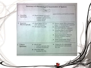 Examination of sputum