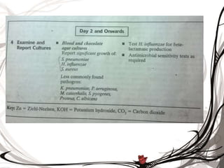 Examination of sputum