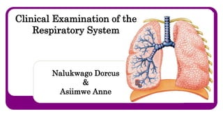 Clinical Examination of the
Respiratory System
Nalukwago Dorcus
&
Asiimwe Anne
 
