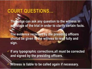 Court Question Time Examination of witnesses in criminal proceedings visnu.k | PPTX