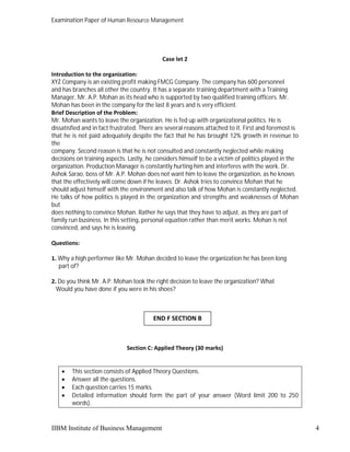 Examination paper human resource development & training and industrial ...