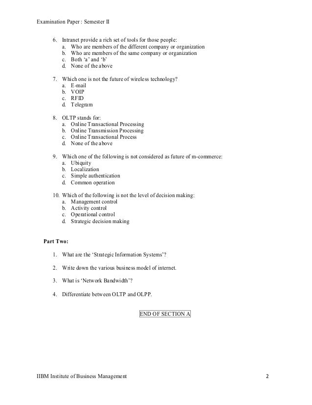 Examination paper management information system