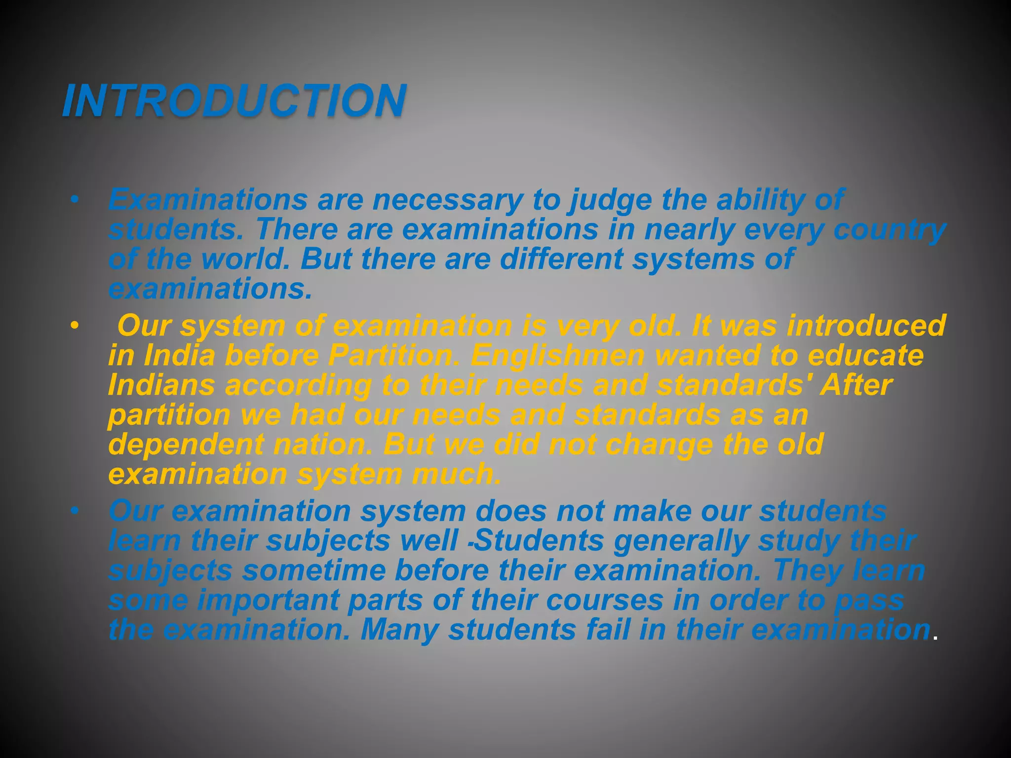 Examinaton Riser Examinaton system in pakistan | PPTX