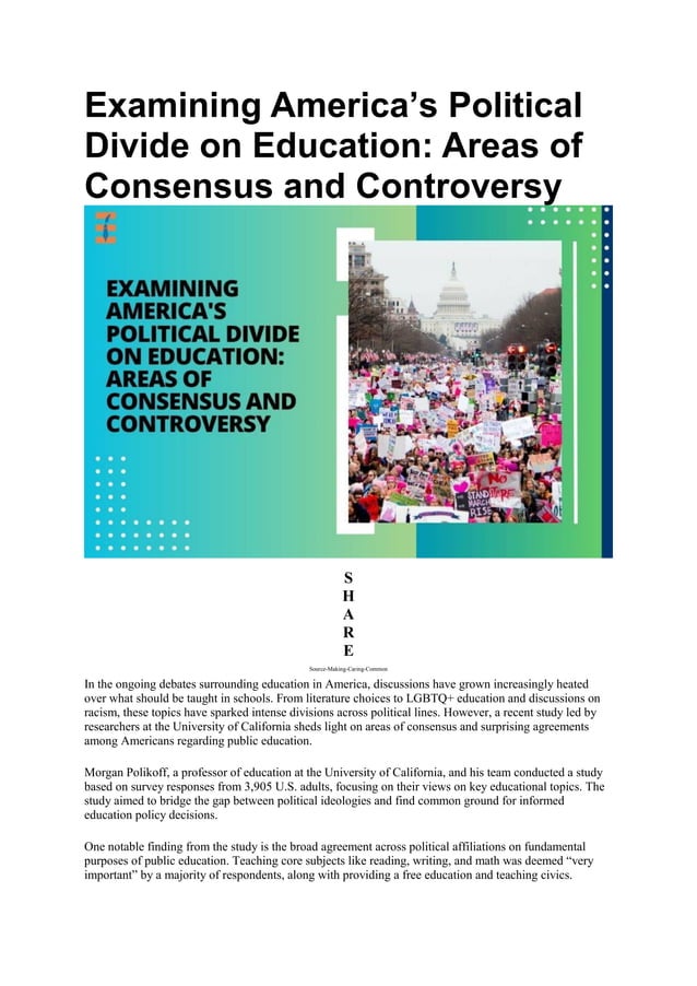 Examining America's Political Divide on Education Areas of Consensus