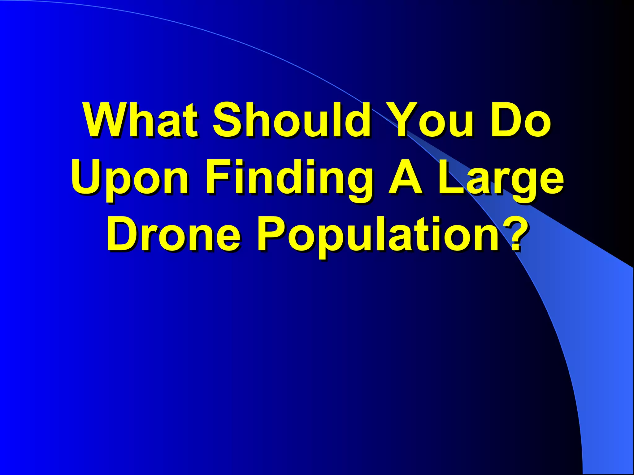 What Should You Do
Upon Finding A Large
 Drone Population?
 