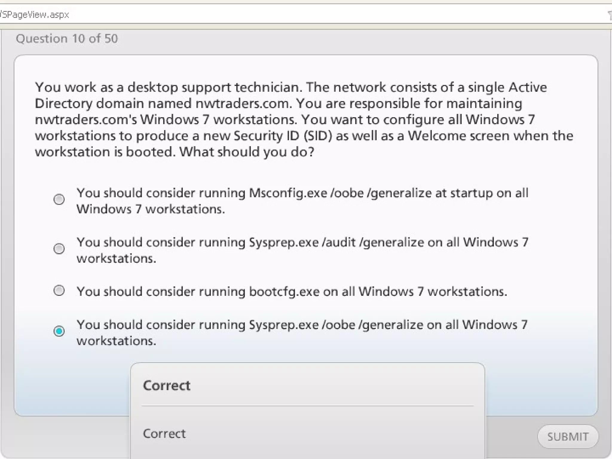 Exam of windows server 2008