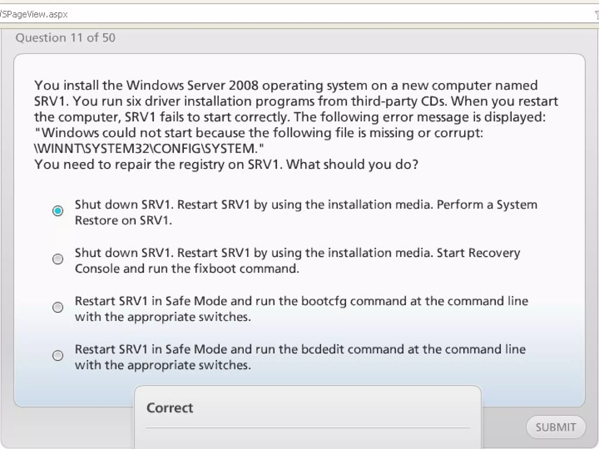 Exam of windows server 2008