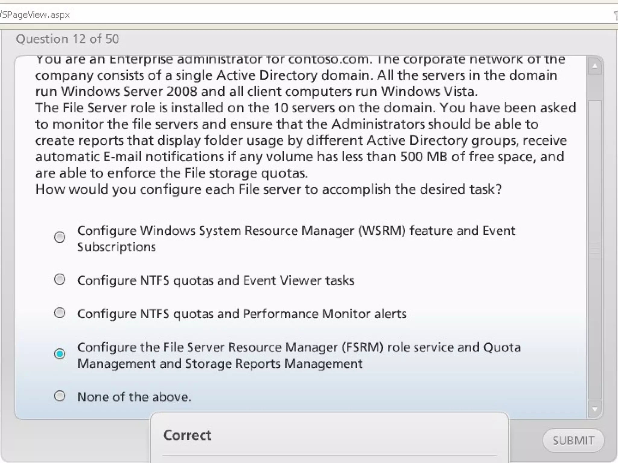 Exam of windows server 2008