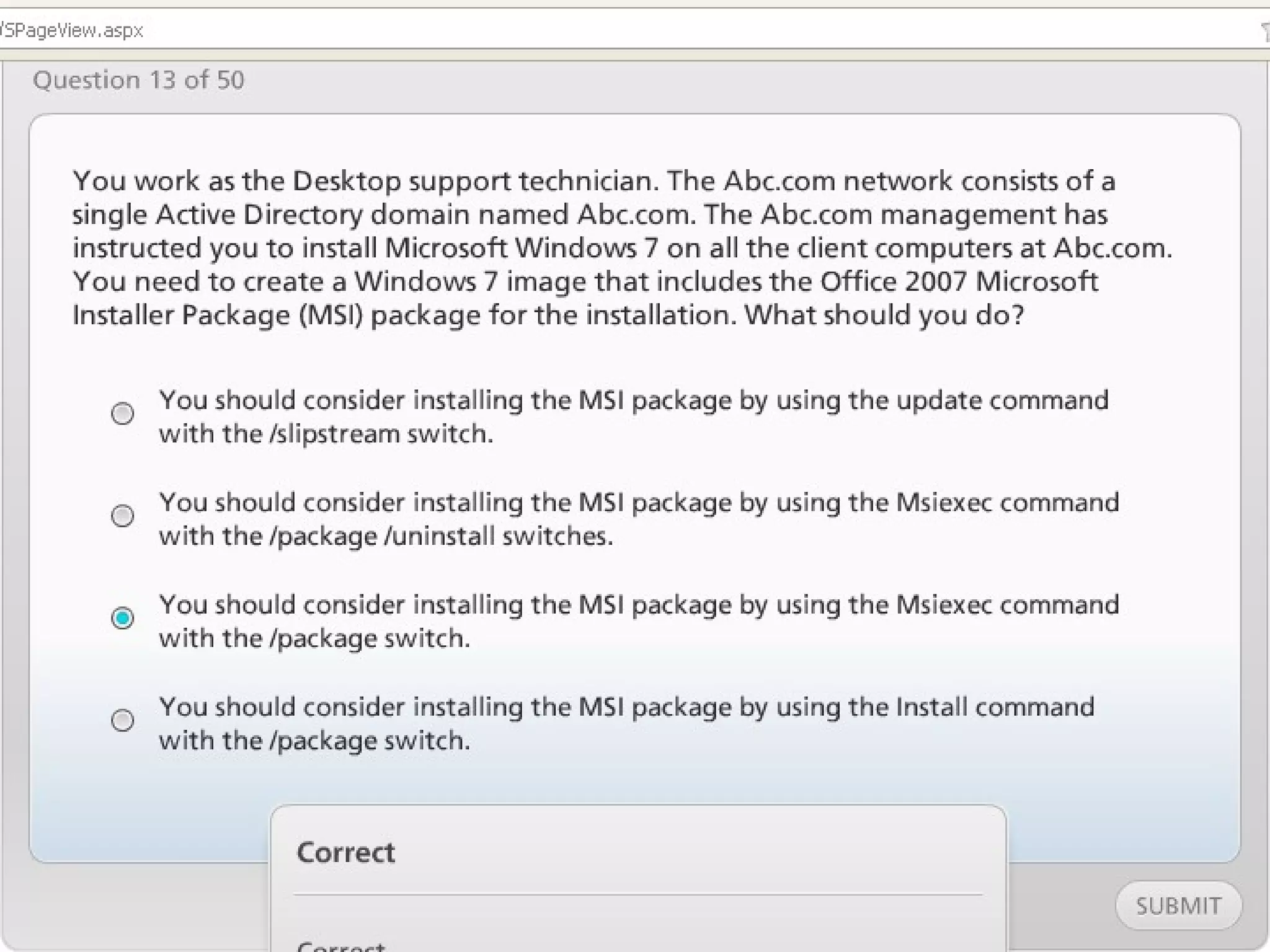 Exam of windows server 2008