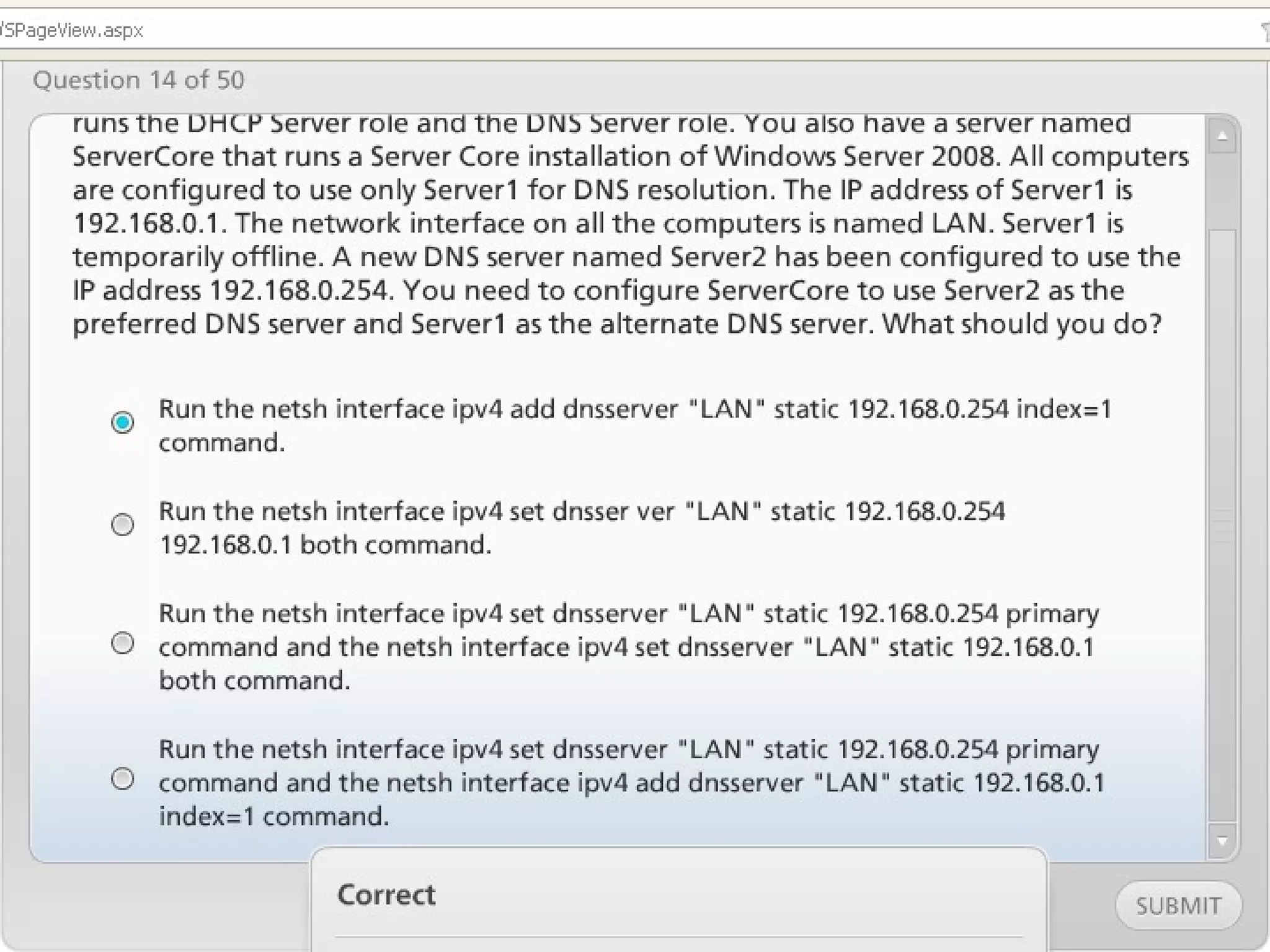 Exam of windows server 2008