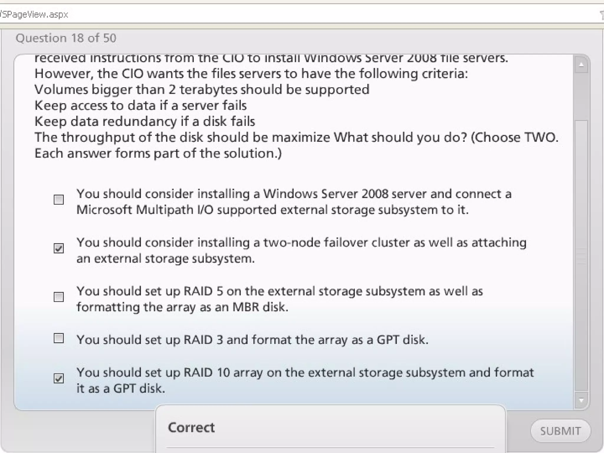 Exam of windows server 2008