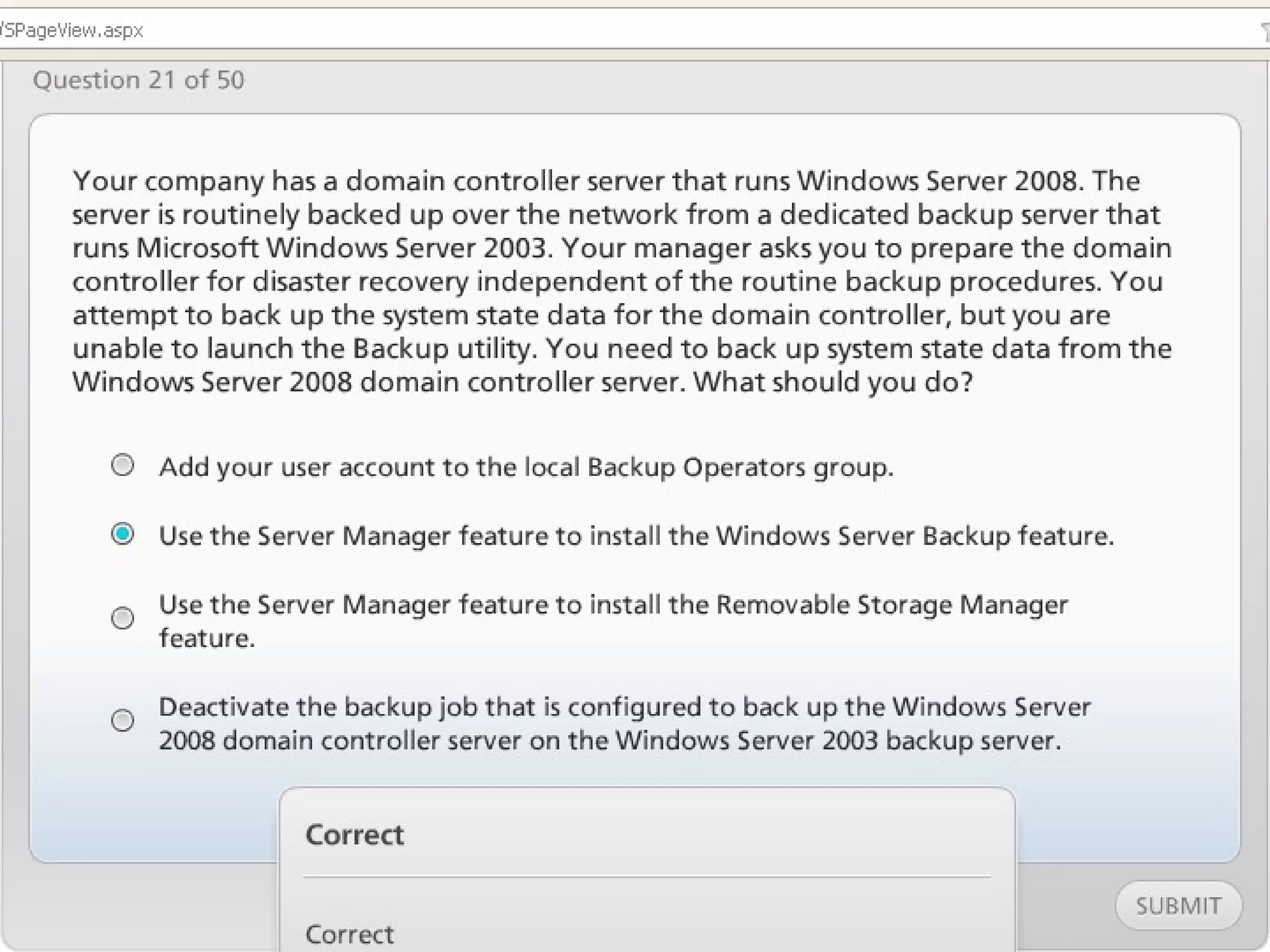 Exam of windows server 2008