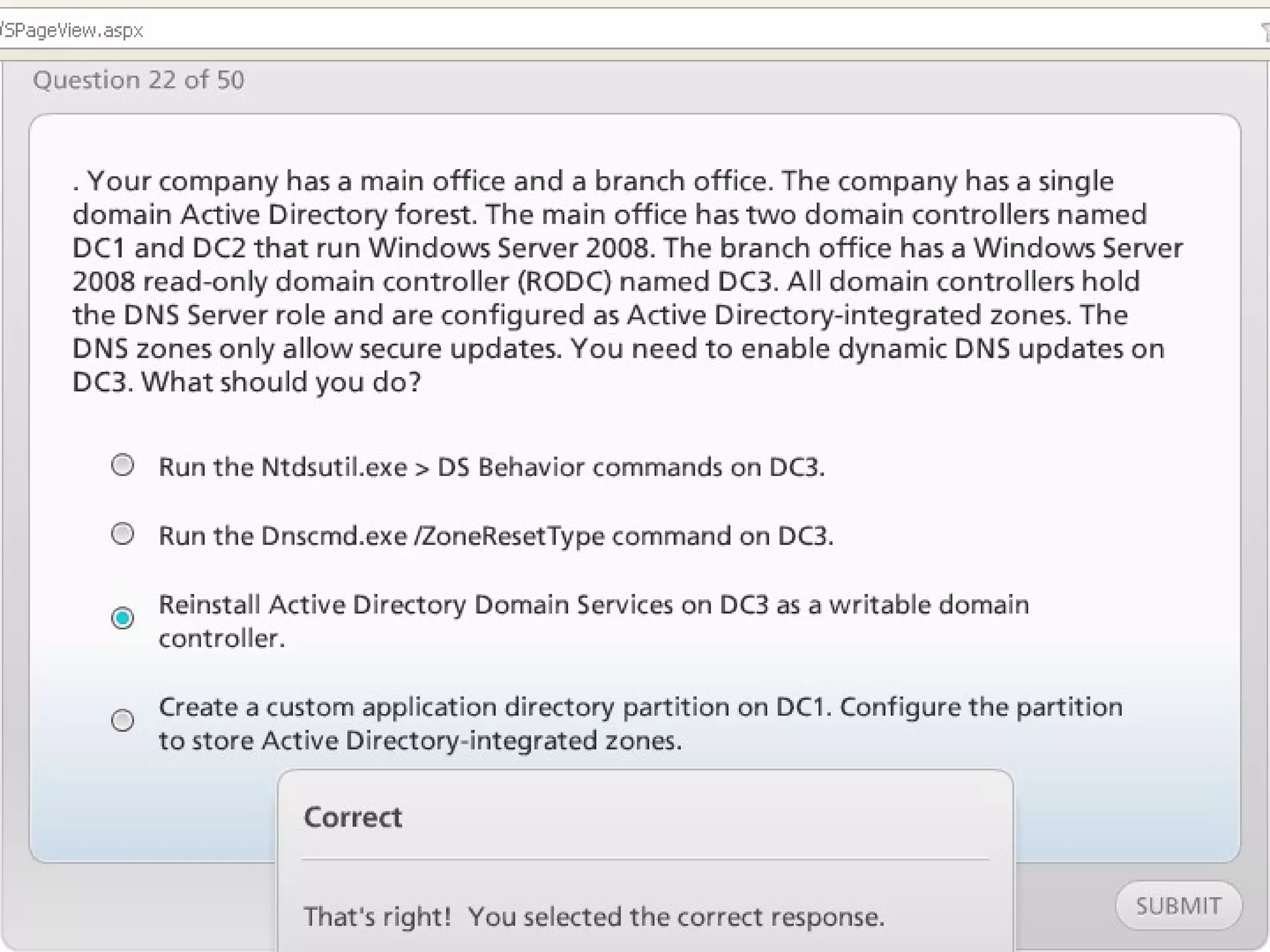 Exam of windows server 2008