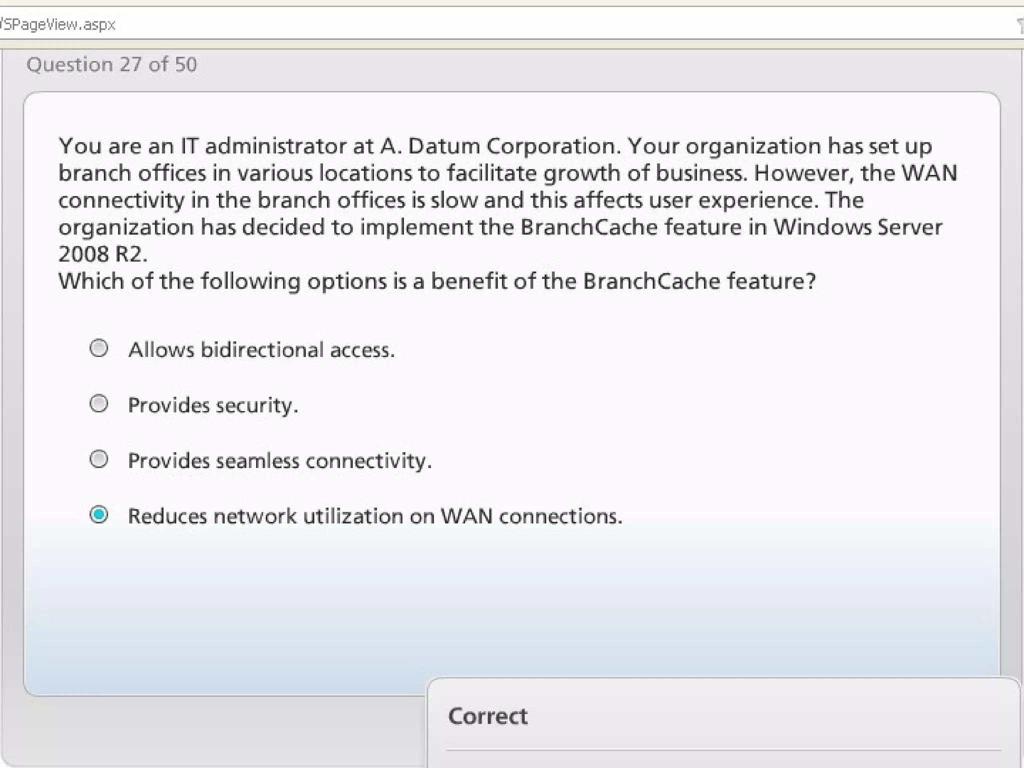 Exam of windows server 2008