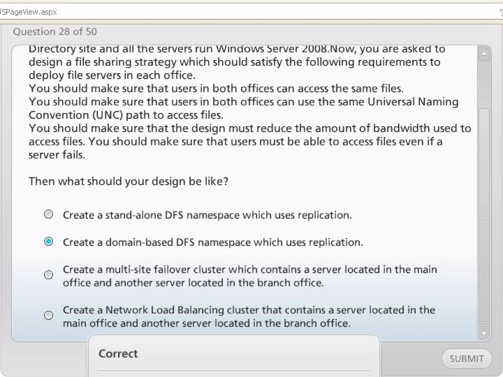 Exam of windows server 2008