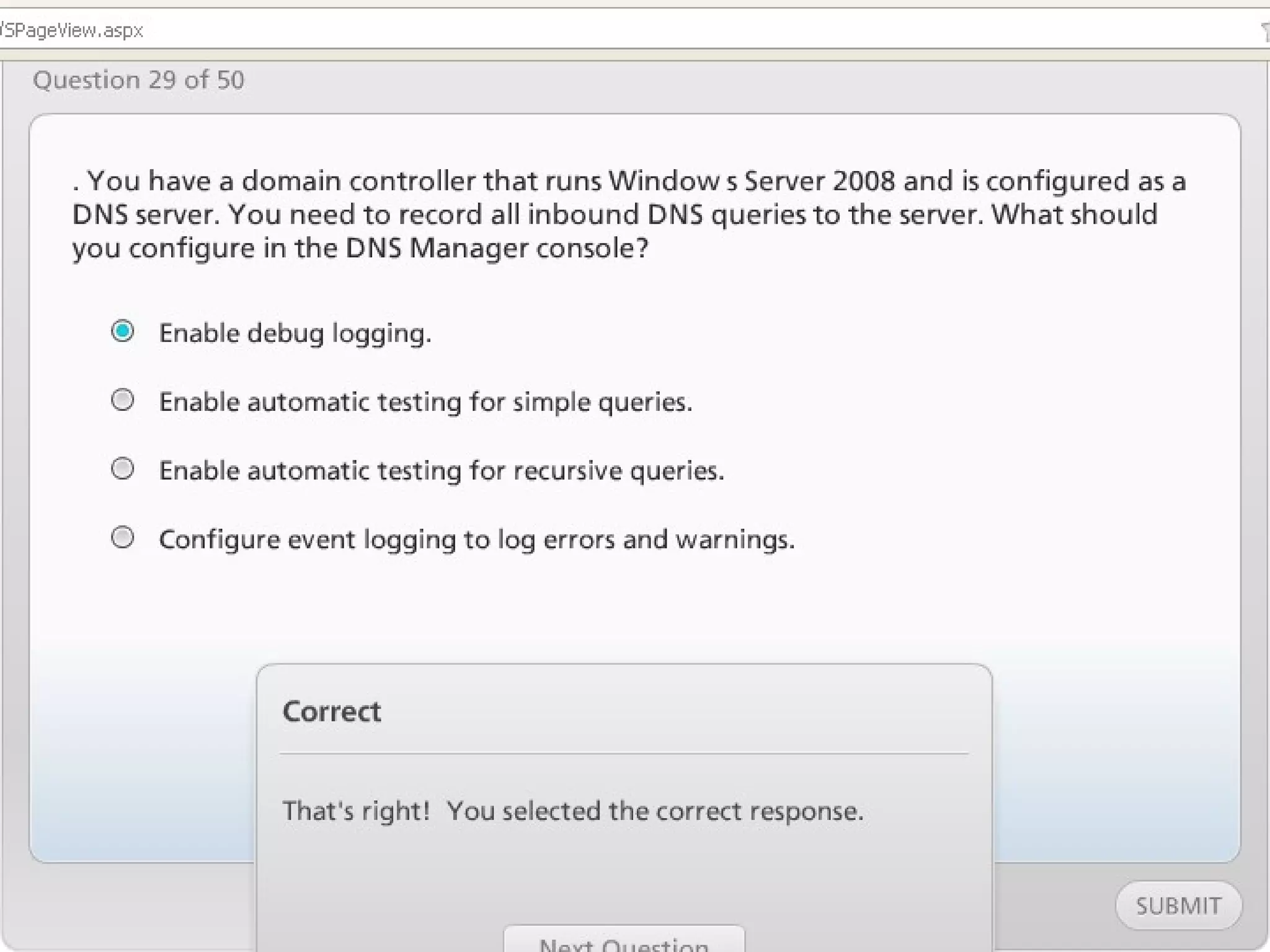 Exam of windows server 2008